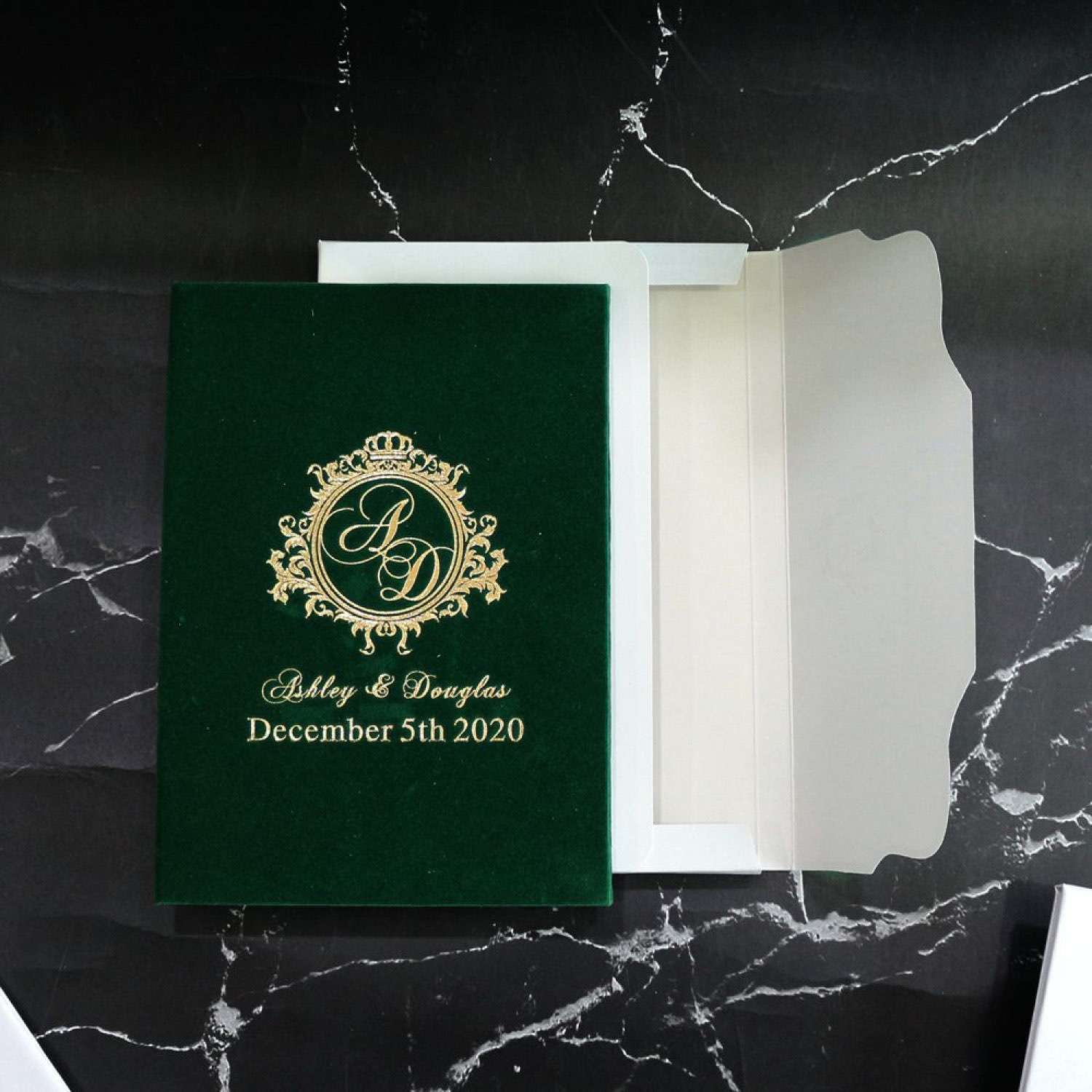 Gold Mirror Acrylic Invitation Card With Holder Elegant Invitation Foiling Printing